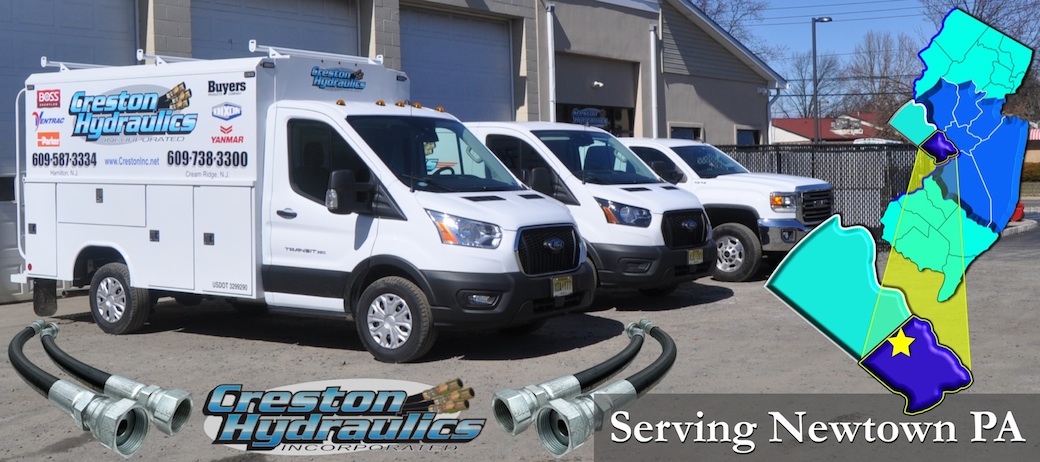 On-Site Hose Repair Trucks with a Map of Newtown PA