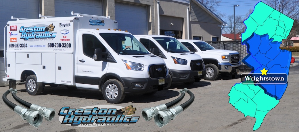 On-Site Hose Repair Trucks with a Map of Wrightstown New Jersey
